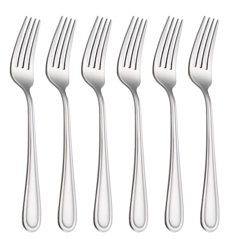 HISSF Table Forks Dinner Forks Stainless Steel 18/0 of Forks 6 Pcs for Home, Kitchen Restaurant, Dishwasher Safe, 7.99 Inches, Silver - Image 1